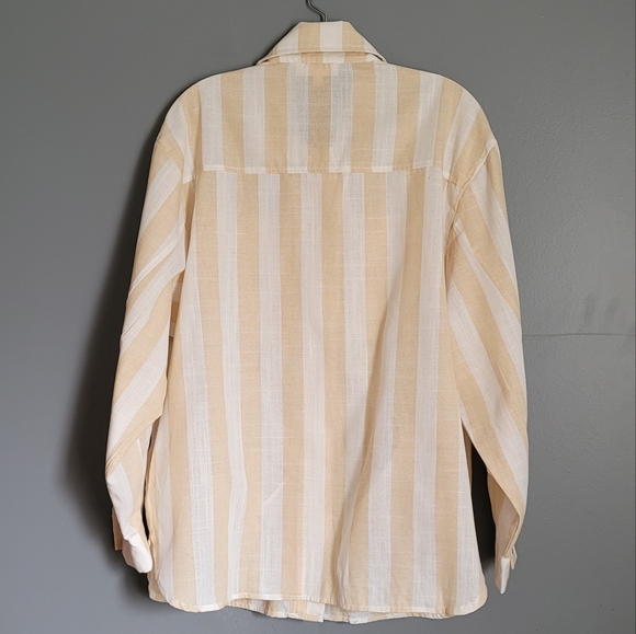 Peach Love Oversized Button-Front Striped Shirt. Size S - Picture 6 of 10